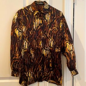 Escada by Margaretha Ley designer silk blouse leopard print iconic barely used